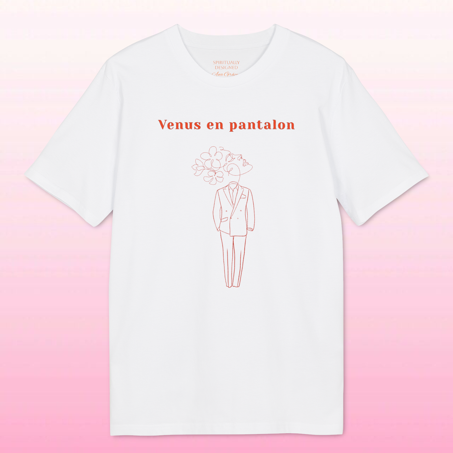 Vénus en pantalon Art Line T-shirt | French red minimalist graphic