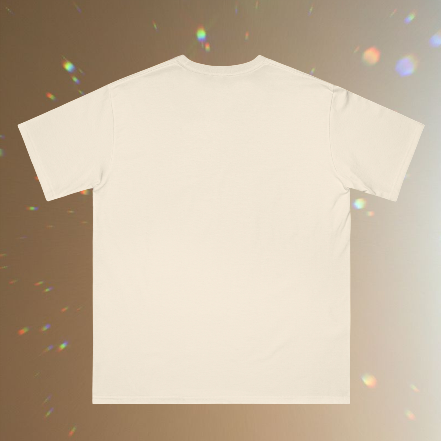presentation of a white tee 100 cotton back view on a fadec brown background fashion style 